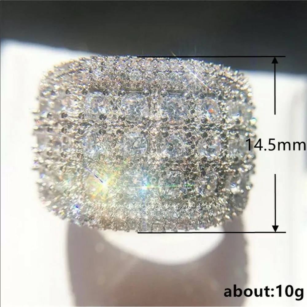 NEW WIDE PAVE BAND 925 STERLING SILVER RING, CUTE RING, SHINY RING. - Picture 2 of 7